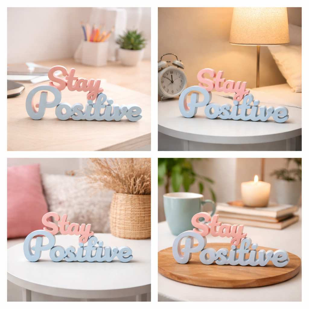 Stay Positive Inspirational Decorative Tabletop Word Sign