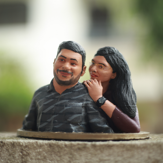 Personalized Couple Half Bust 3d Miniature - Best Gift For Couple.