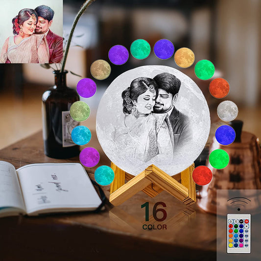 Best Gift For Couples - Personalized Multi Color 3D Moon (16 color light)