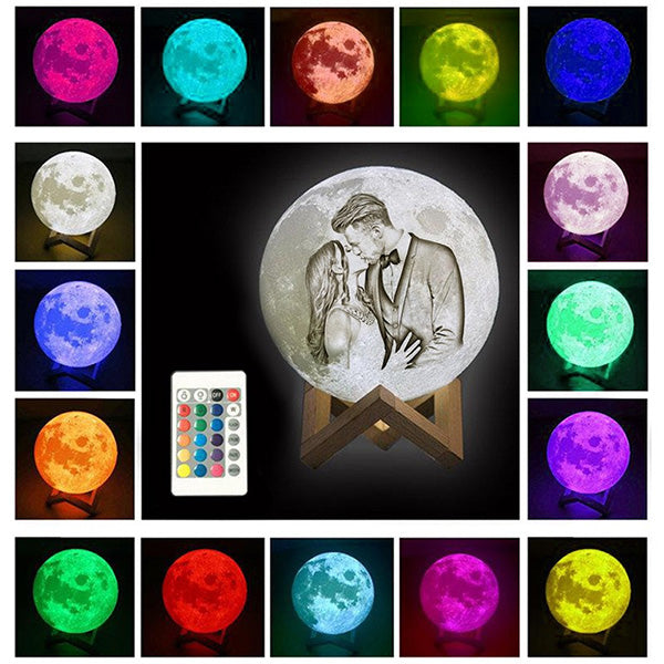 Best Gift For Couples - Personalized Multi Color 3D Moon (16 color light)