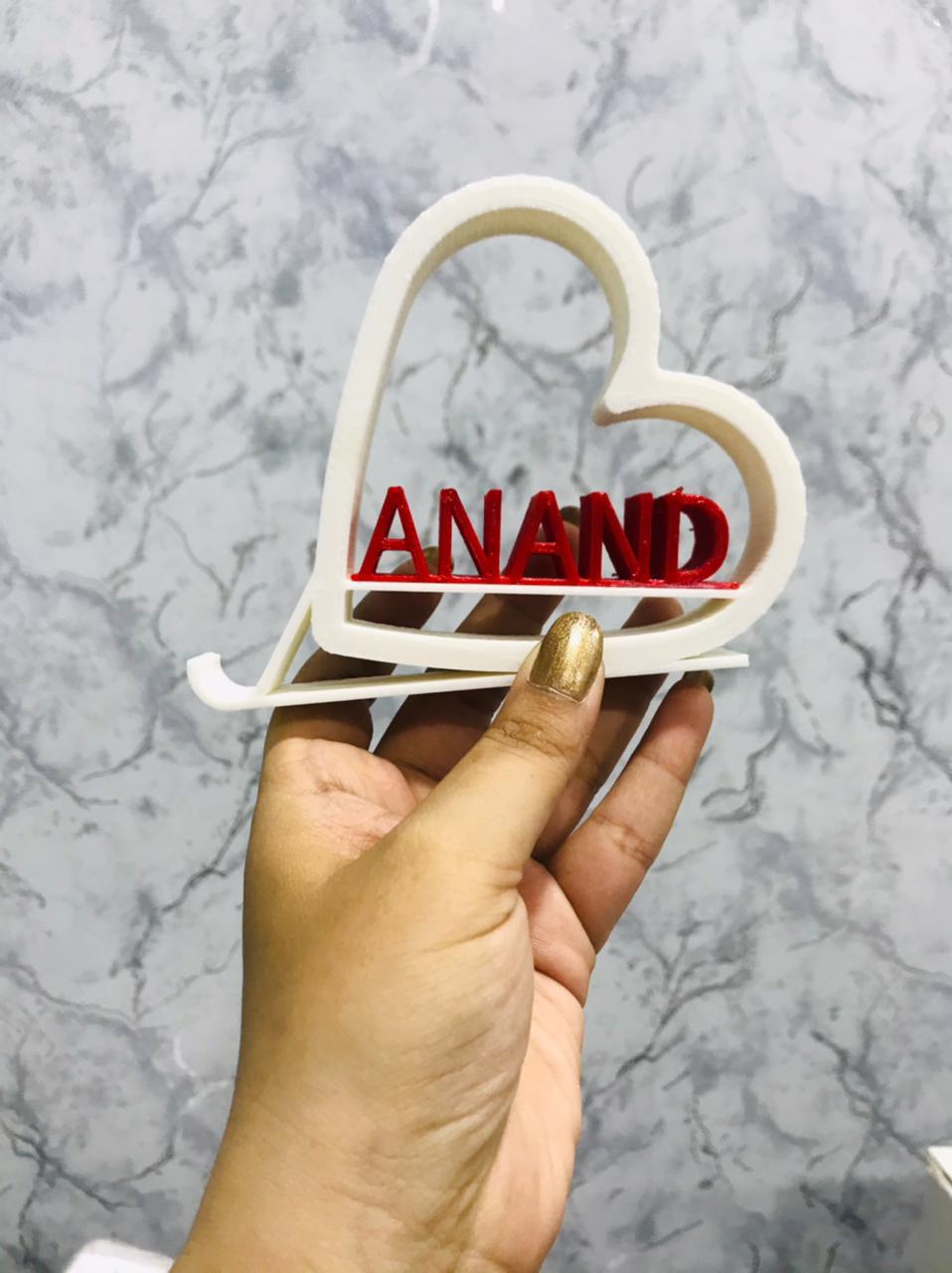 Heart + Name Mobile Stand - 3D Galaxy