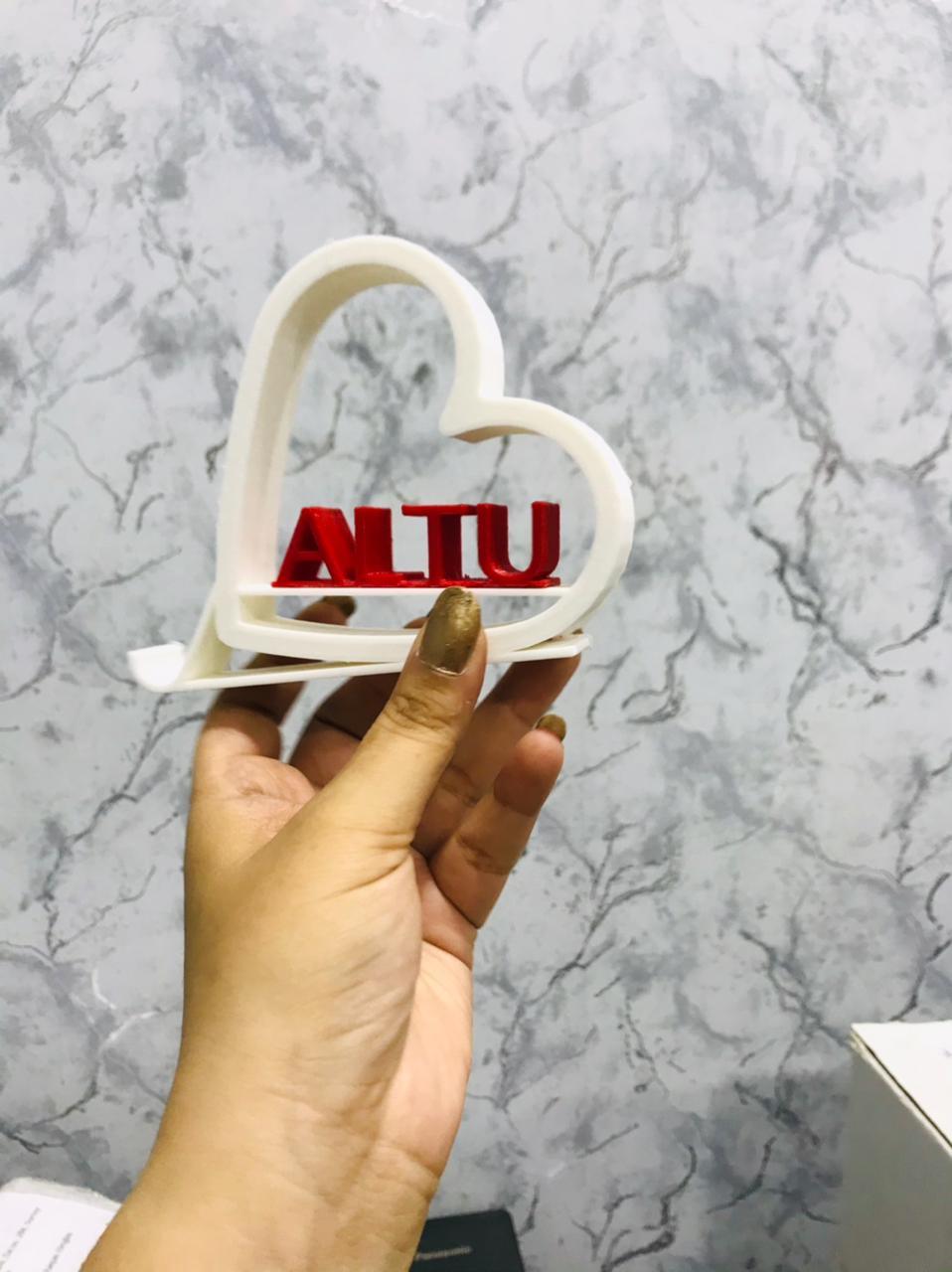Heart + Name Mobile Stand - 3D Galaxy