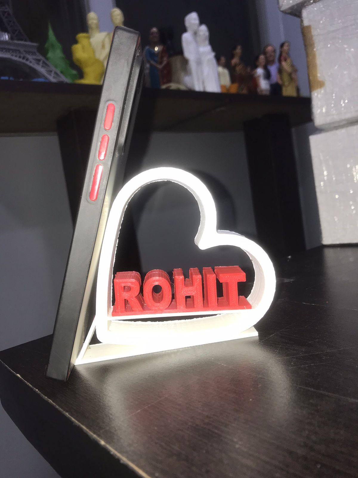 Heart + Name Mobile Stand - 3D Galaxy