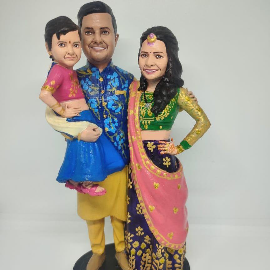 Family of 3 Full Body 3D Miniature - 3D Galaxy