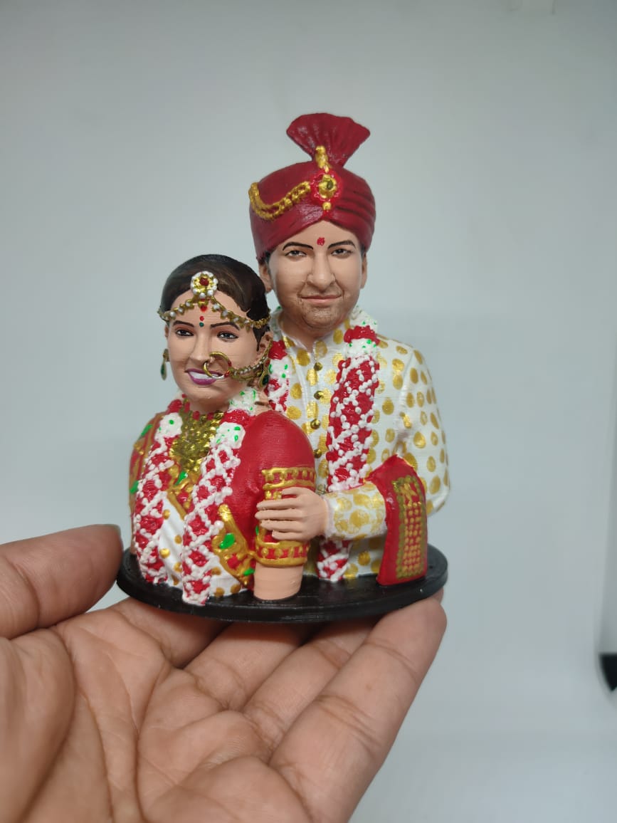 Personalized Couple Half Bust 3d Miniature - Best Gift For Couple.