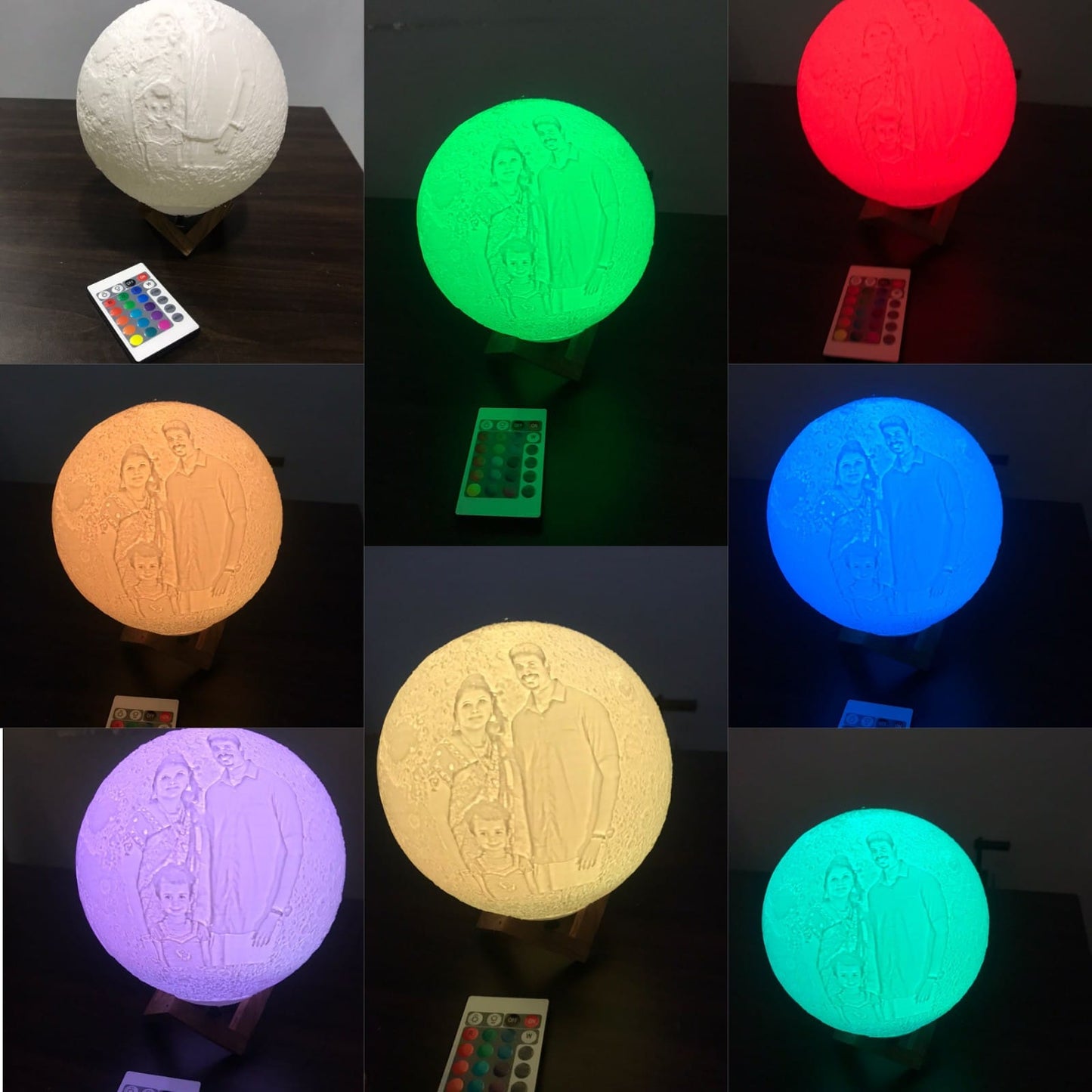 Best Gift For Couples - Personalized Multi Color 3D Moon (16 color light)