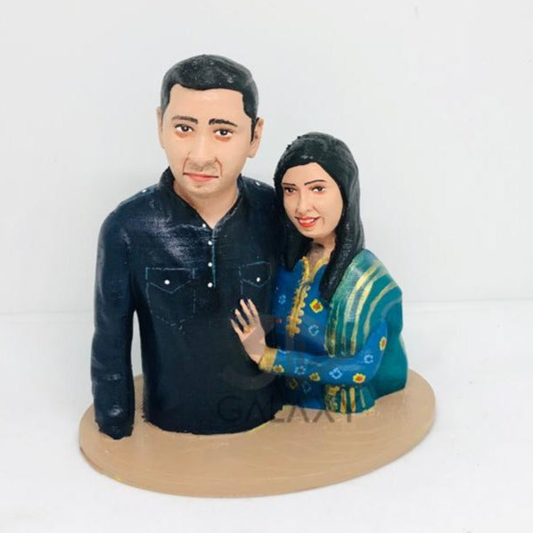 Personalized Couple Half Bust 3d Miniature - Best Gift For Couple.