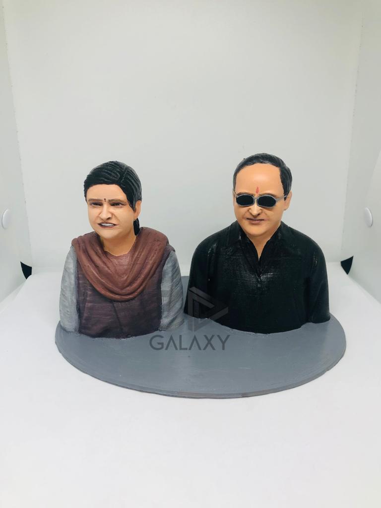 Personalized Couple Half Bust 3d Miniature