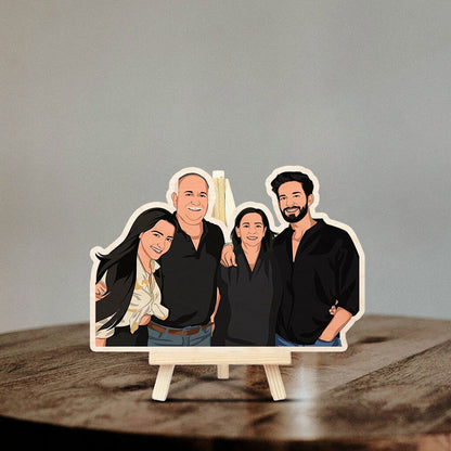 Personalized Caricature Wooden Print With Easel
