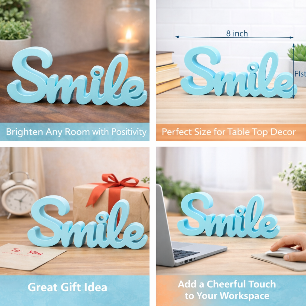 Smile Inspirational Decorative Tabletop Word Sign