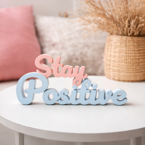 Stay Positive Inspirational Decorative Tabletop Word Sign
