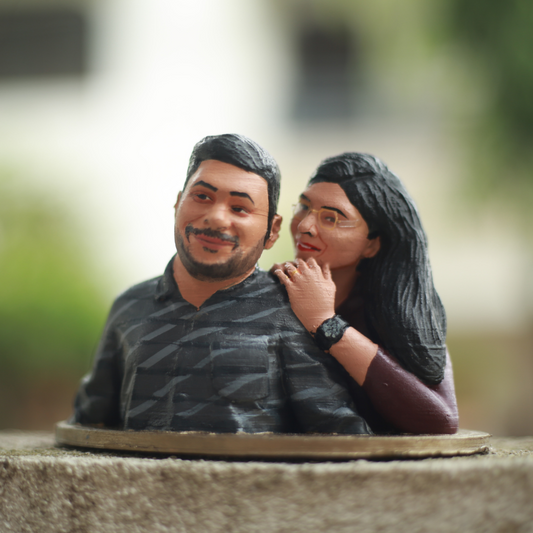 3d Miniature Couple Half Bust - Best Gift For Couple.