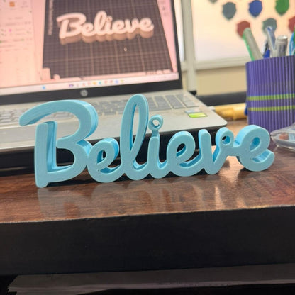 Believe Inspirational Decorative Tabletop Word Sign