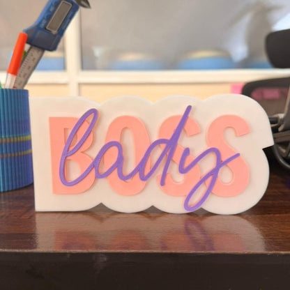 “BOSS lady” Desk Name Plate – 3D Printed Office Decor