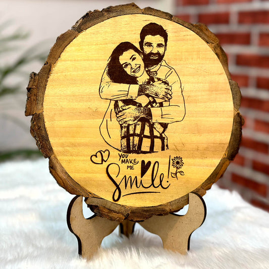 Beautiful Wooden Engraved Slice Frame