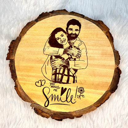 Beautiful Wooden Engraved Slice Frame